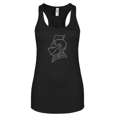  Next Level Womens Black Racerback Tank  - Knight Head Graphite Glitter