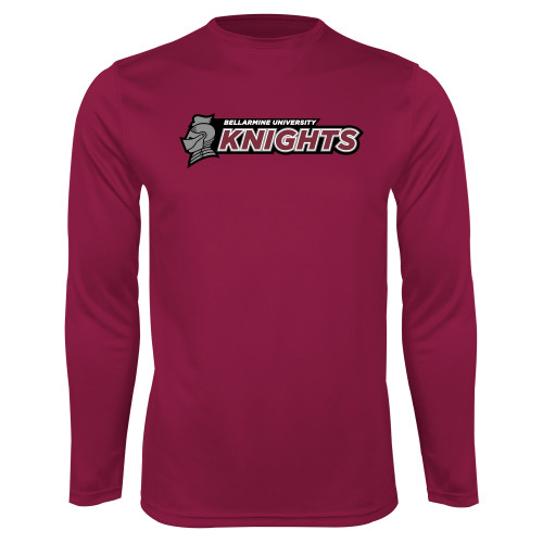  Maroon Performance Long Sleeve Shirt - Official Logo Flat