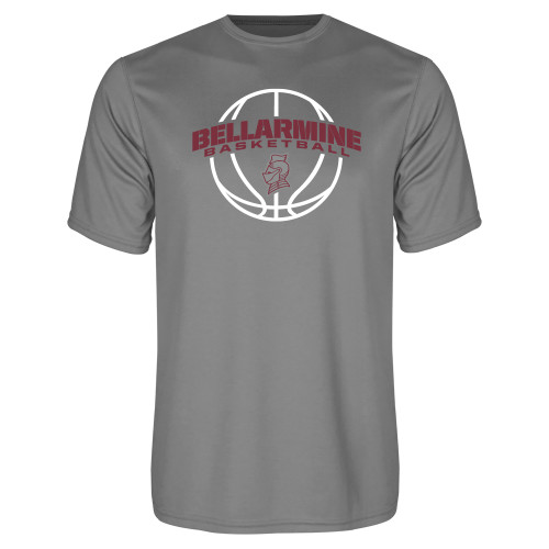  Grey Concrete Performance Tee - Bellarmine Basketball Arched w/ Ball
