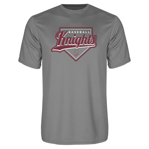  Grey Concrete Performance Tee - Knights Baseball Script w/ Plate