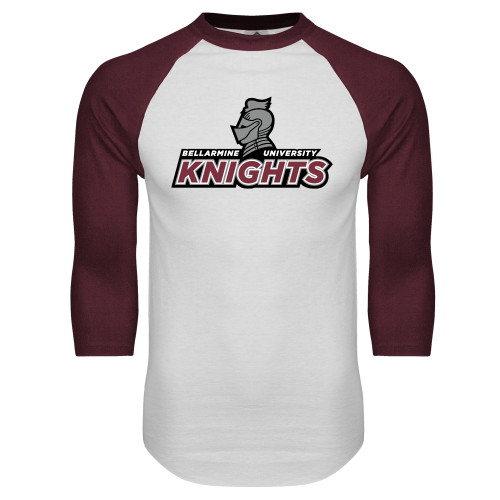  White/Maroon Raglan Baseball T Shirt - Official Logo