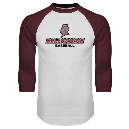  White/Maroon Raglan Baseball T Shirt - Baseball