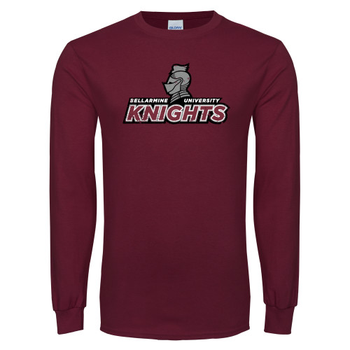 Maroon Long Sleeve T-Shirt - Official Logo Distressed