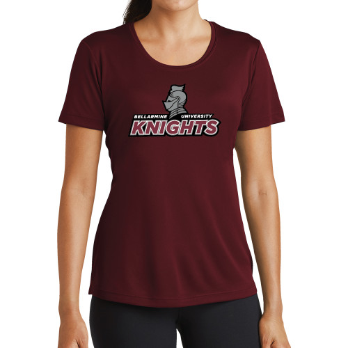  Womens Maroon Performance Short Sleeve Tee - Official Logo