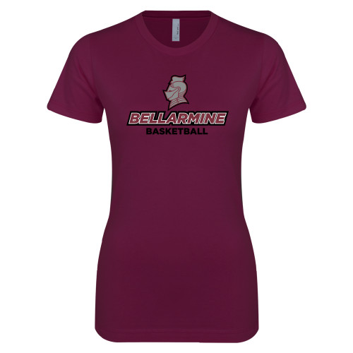  Next Level Womens Maroon Boyfriend Tee - Basketball