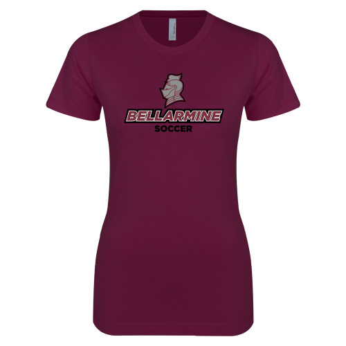  Next Level Womens Maroon Boyfriend Tee - Soccer