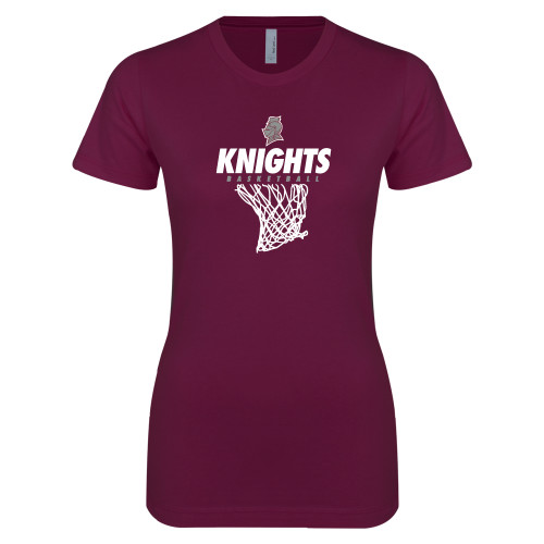  Next Level Womens Maroon Boyfriend Tee - Knights Basketball Hanging Net