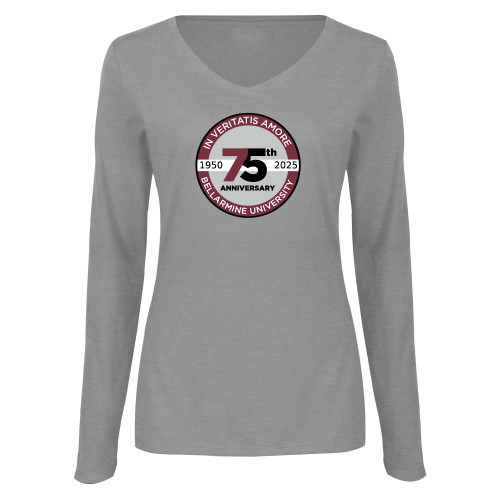  Womens Grey Long Sleeve V Neck Tee  - BLM 75 Anniversary