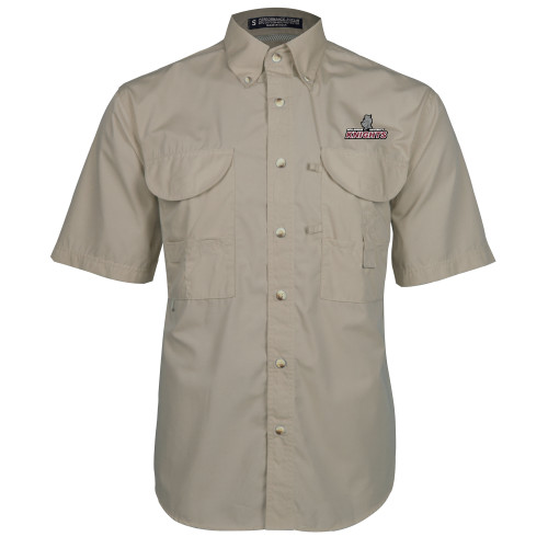  Khaki Fishing Shirt Performance Short Sleeve - Official Logo
