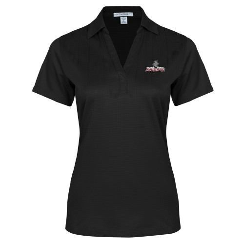  Womens Black Performance Fine Jacquard Polo - Official Logo