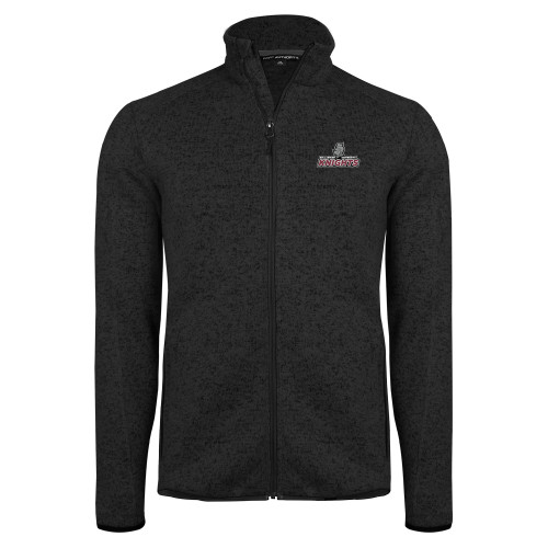  Black Heather  Sweater Fleece Jacket - Official Logo