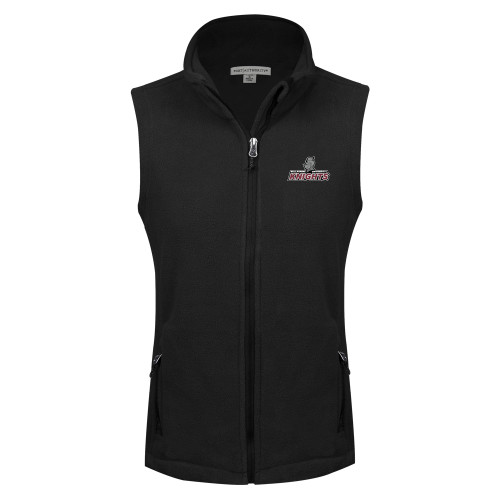  Womens Black Fleece Full Zip Vest - Official Logo