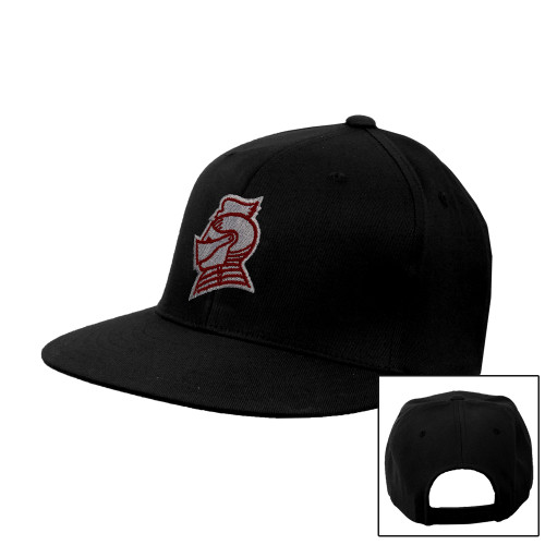  Black Flat Bill Snapback Hat - Knight Head