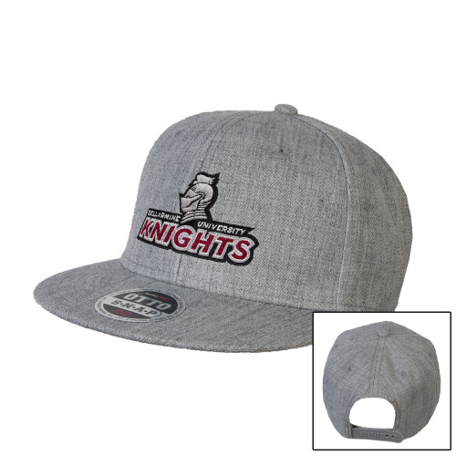  Heather Grey Wool Blend Flat Bill Snapback Hat - Official Logo