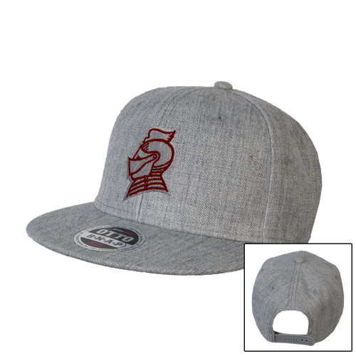 Heather Grey Wool Blend Flat Bill Snapback Hat - Knight Head