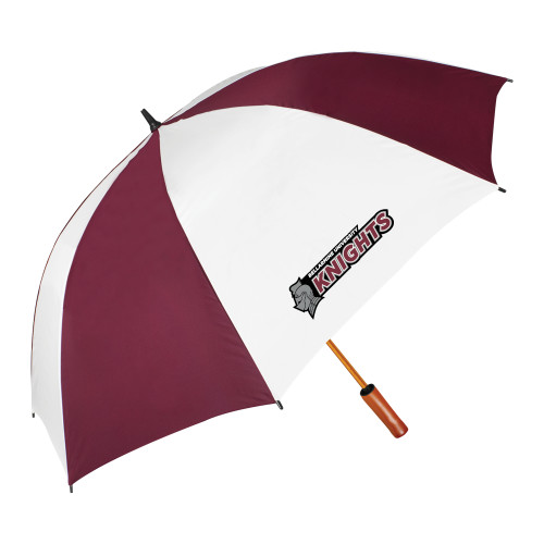  64 Inch Maroon/White Umbrella - Official Logo Flat