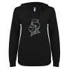 Thumbnail image for  ENZA Womens Black V Notch Raw Edge Fleece Hoodie