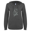 Thumbnail image for  ENZA Womens Dark Heather V Notch Raw Edge Fleece Hoodie