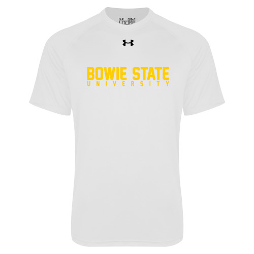  Under Armour White Tech Tee - Bowie State University Stacked
