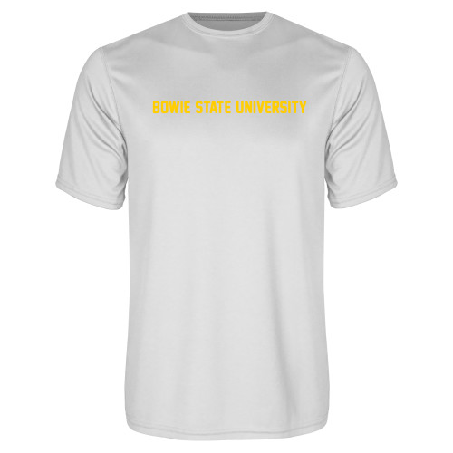  White Performance Tee - Bowie State University Flat