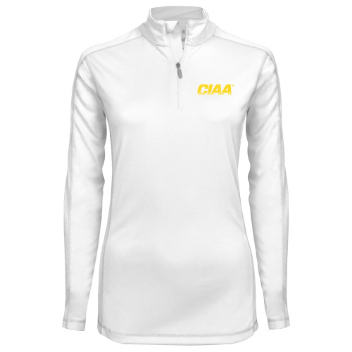  Syntrel Womens White Interlock 1/4 Zip - Bowie State CIAA