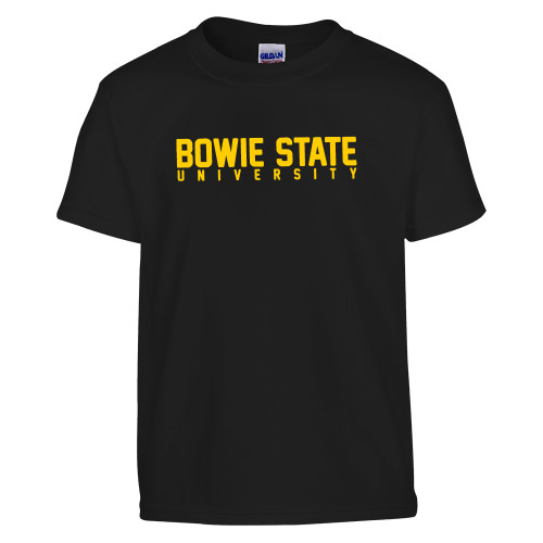  Youth Black T Shirt - Bowie State University Stacked