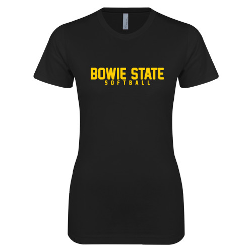  Next Level Womens Black Boyfriend Tee - Softball
