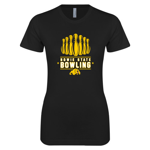  Next Level Womens Black Boyfriend Tee - Bowling