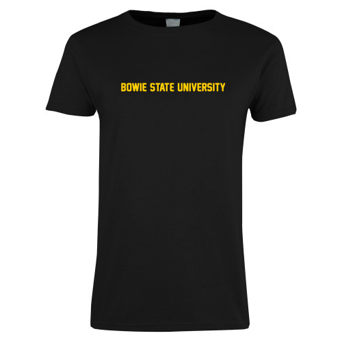  Womens Black Short Sleeve Tee - Bowie State University Flat