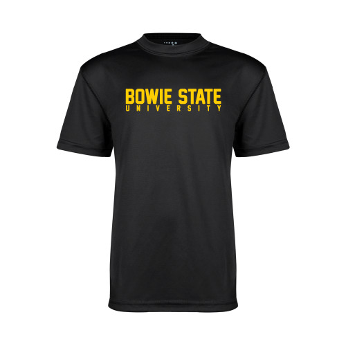  Youth Performance Black Tee - Bowie State University Stacked