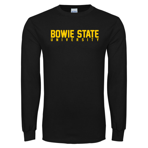 Black Long Sleeve T Shirt - Bowie State University Stacked