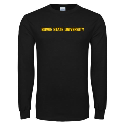  Black Long Sleeve T Shirt - Bowie State University Flat