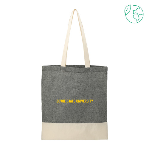  Split Recycled Black Cotton Twill Convention Tote - Bowie State University Flat