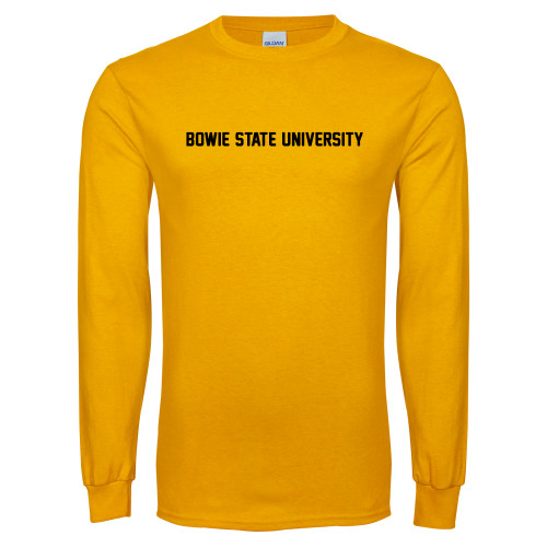  Gold Long Sleeve T Shirt - Bowie State University Flat