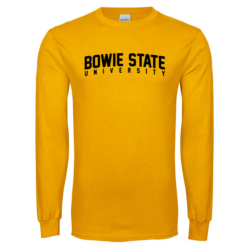  Gold Long Sleeve T Shirt - Bowie State University Arched
