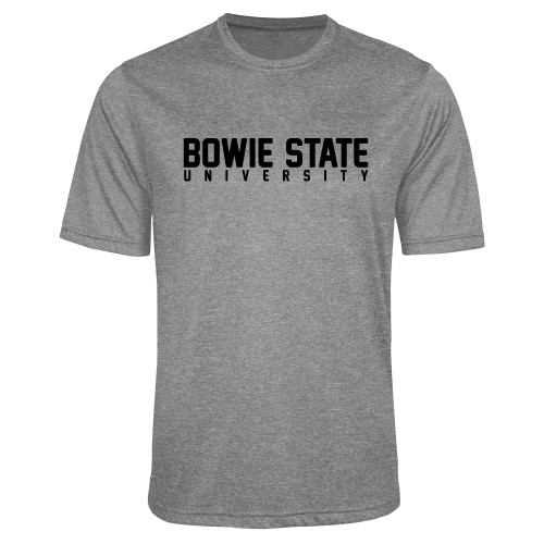 Grey Heather Performance Contender Tee - Bowie State University Stacked