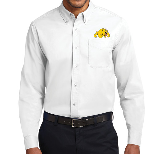  White Twill Button Down Long Sleeve - Primary Mark