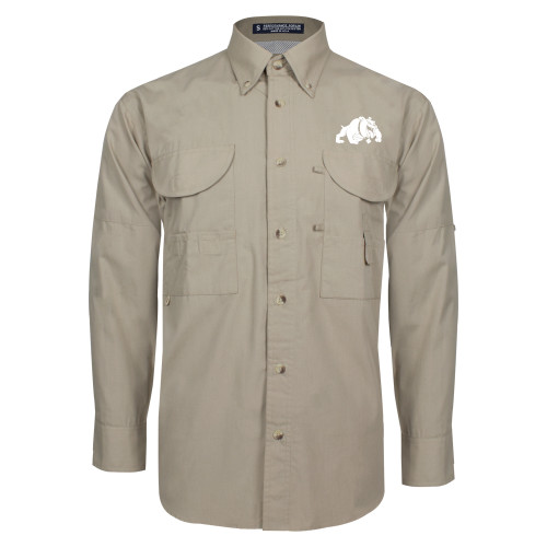  Khaki Fishing Shirt Performance Long Sleeve - Primary Mark