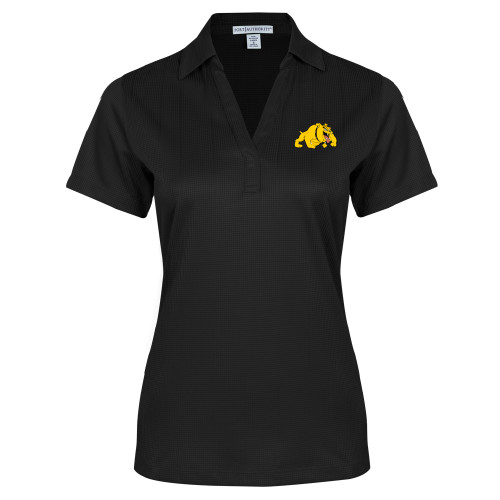  Womens Black Performance Fine Jacquard Polo - Primary Mark