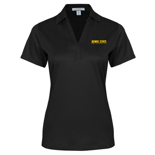  Womens Black Performance Fine Jacquard Polo - Bowie State University Stacked