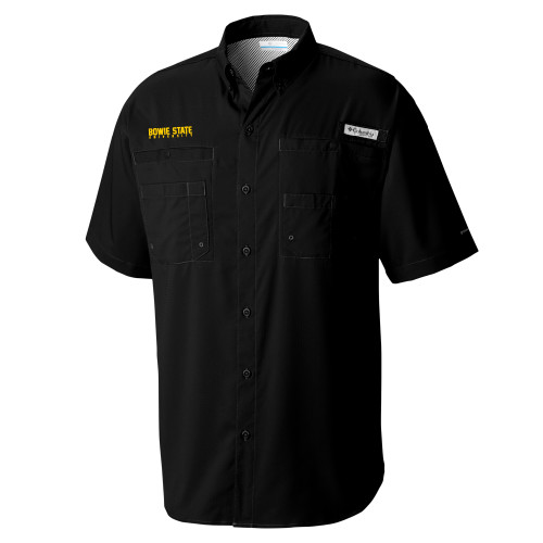  Columbia Black Tamiami Performance Short Sleeve Shirt - Bowie State University Stacked