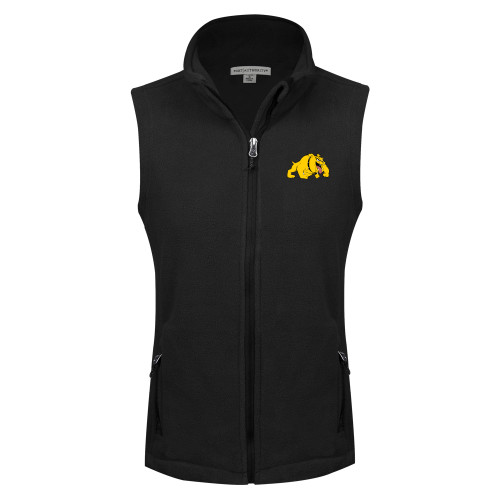  Womens Black Fleece Full Zip Vest - Primary Mark