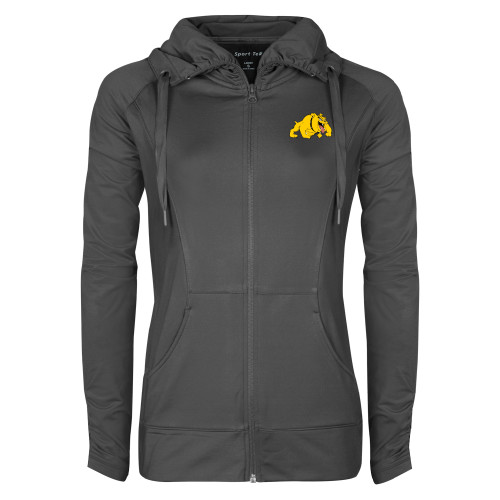  Womens Charcoal Sport Wick Stretch Full Zip Jacket - Primary Mark