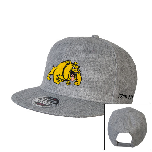  Heather Grey Wool Blend Flat Bill Snapback Hat - Primary Mark