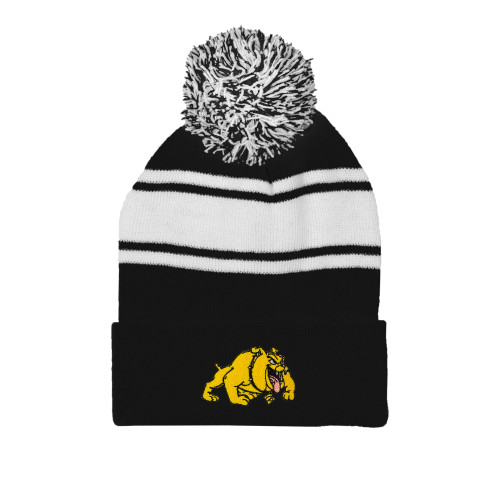  Black/White Two Tone Knit Pom Beanie w/Cuff - Primary Mark