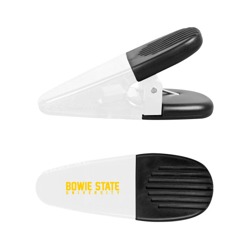  White Crocodile Clip/Magnet - Bowie State University Stacked