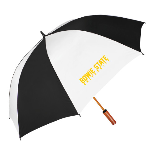  64 Inch Black/White Umbrella - Bowie State University Stacked