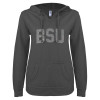 Thumbnail image for  ENZA Womens Dark Heather V Notch Raw Edge Fleece Hoodie