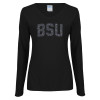Thumbnail image for  Womens Black Long Sleeve V Neck Tee 