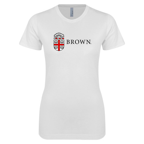  Next Level Womens White Boyfriend Tee - Flat University Crest